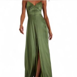 NWT Lulu's Olive Green Maxi Dress size Large satin sheen